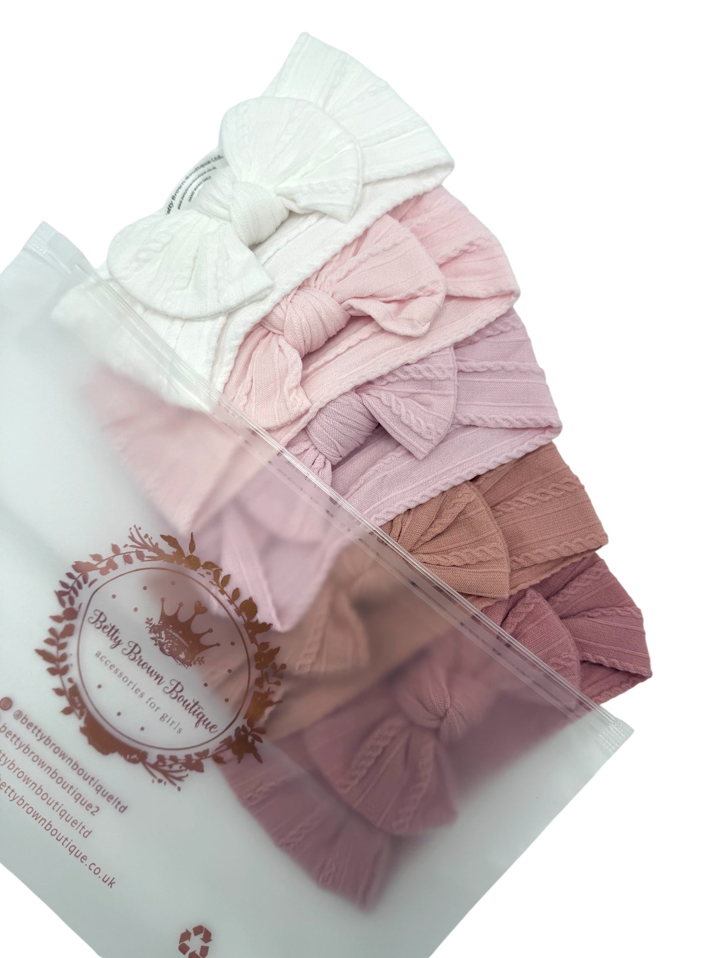 Pink Starter Bundle Smaller Bow Cable Knit Headbands - Suitable from newborn