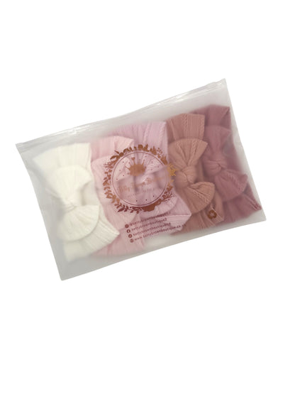 Pink Starter Bundle Smaller Bow Cable Knit Headbands - Suitable from newborn