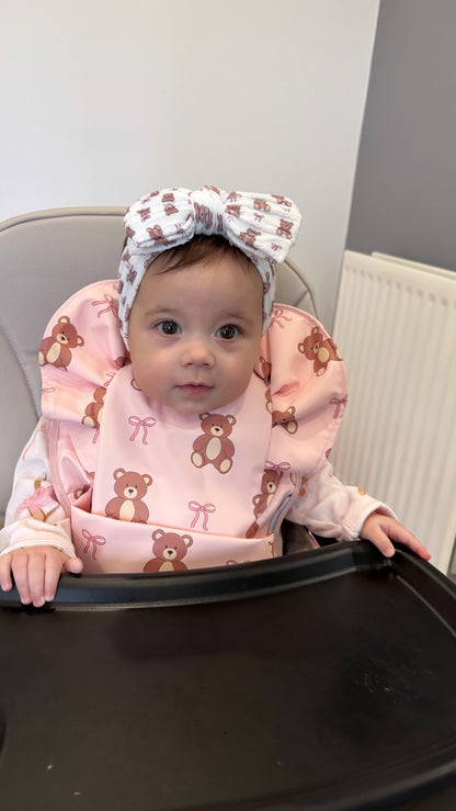 Pink Teddy Bear Bow Detailed Waterproof Bib For 6-18 Months - Image 4