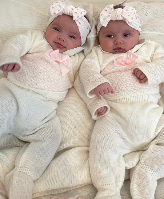 Valentines Pink & White Heart Smaller Bow Headband For Babies - Image 1