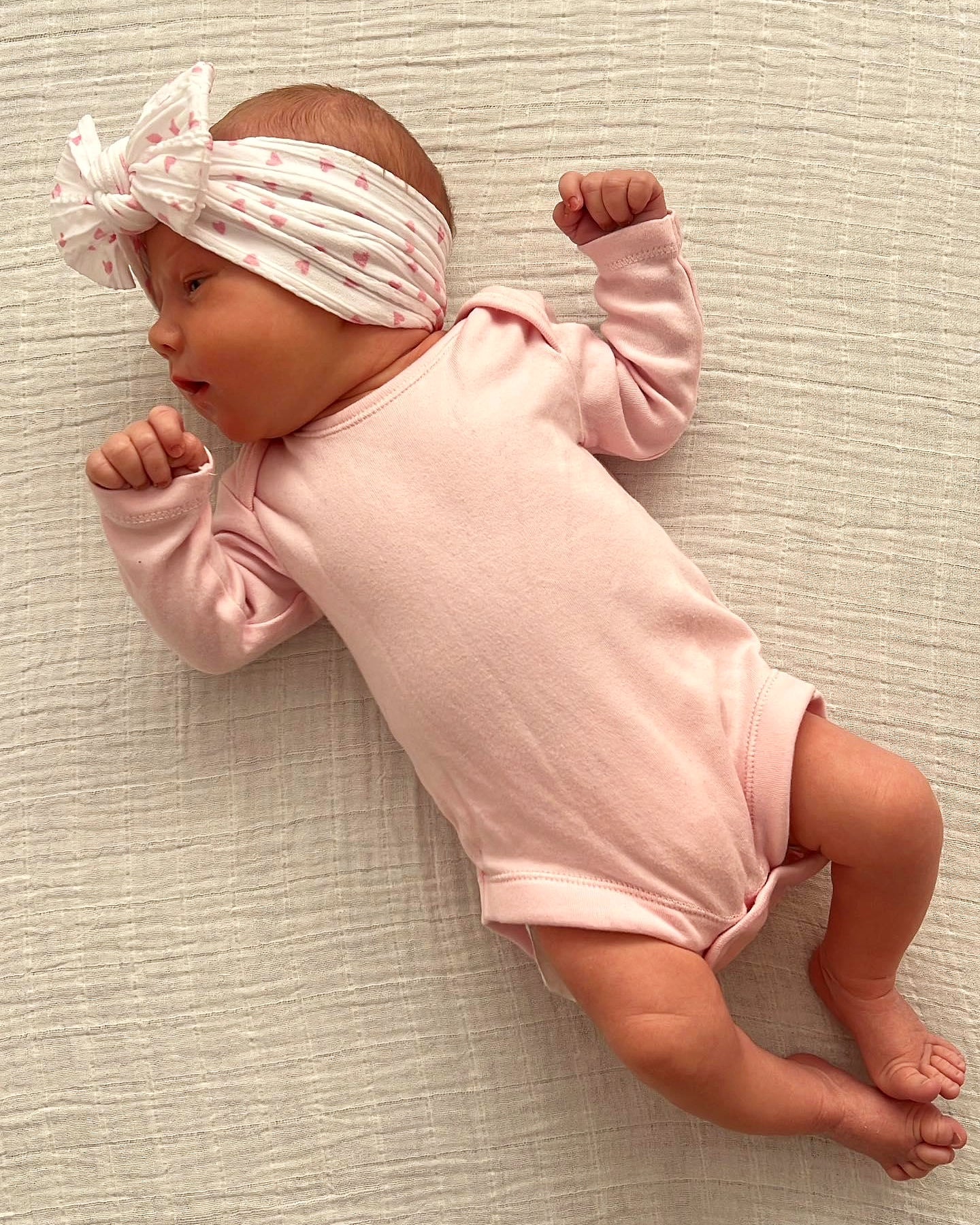 Valentines Pink & White Heart Smaller Bow Headband For Babies - Image 10