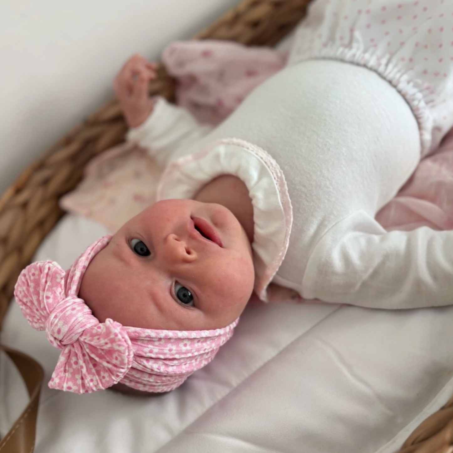 Pale Pink Strawberry Smaller Bow Headband For Baby Girls - Image 1