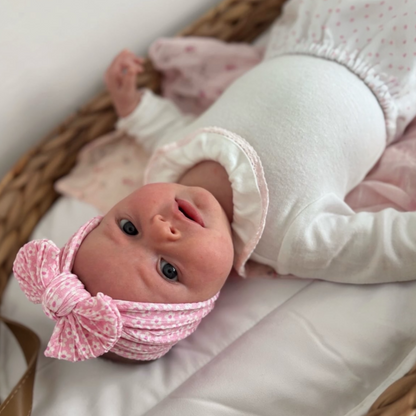 Pale Pink Strawberry Smaller Bow Headband For Baby Girls - Image 1
