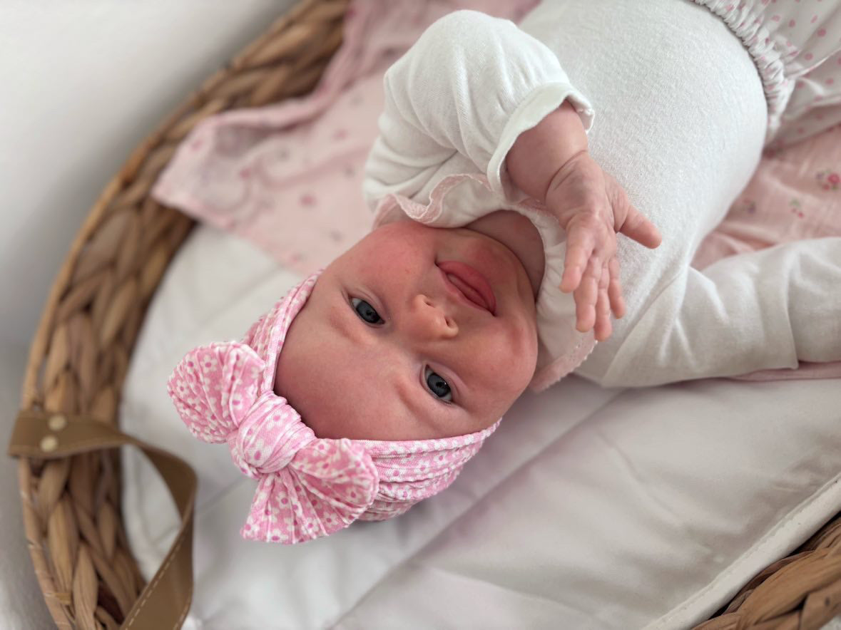 Pale Pink Strawberry Smaller Bow Headband For Baby Girls - Image 4