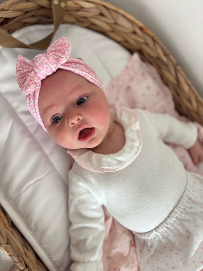Pale Pink Strawberry Smaller Bow Headband For Baby Girls - Image 3