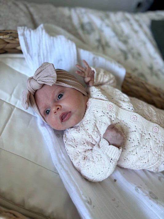 Primrose Pink Smaller Bow Headband For Babies From Newborn - Image 1