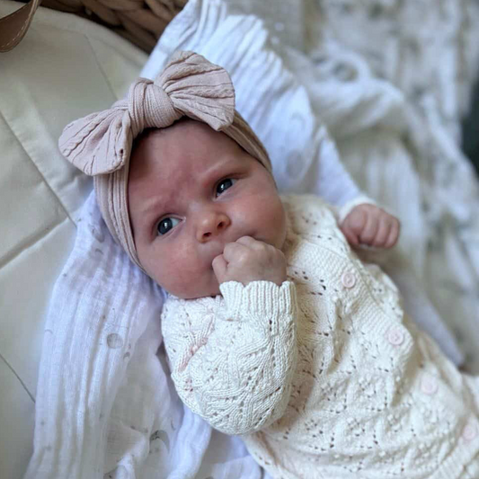 Primrose Pink Smaller Bow Headband For Babies From Newborn - Image 1