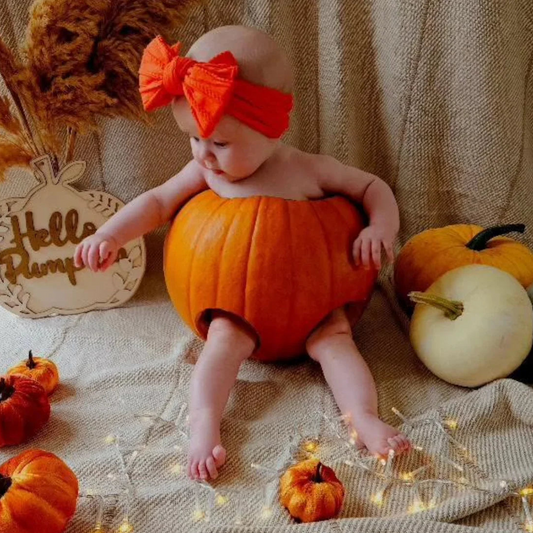 Pumpkin Orange Larger Bow Cable Knit Headband - Halloween