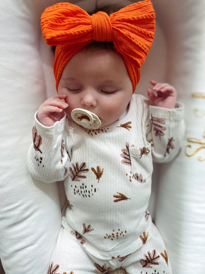 Pumpkin Orange Halloween Larger Bow Headband For Baby Girls - Image 2