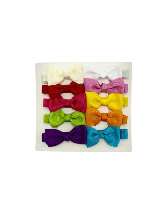 Rainbow Pack of 10 My First 2 inch Bow Clips For Baby Girls - Image 1