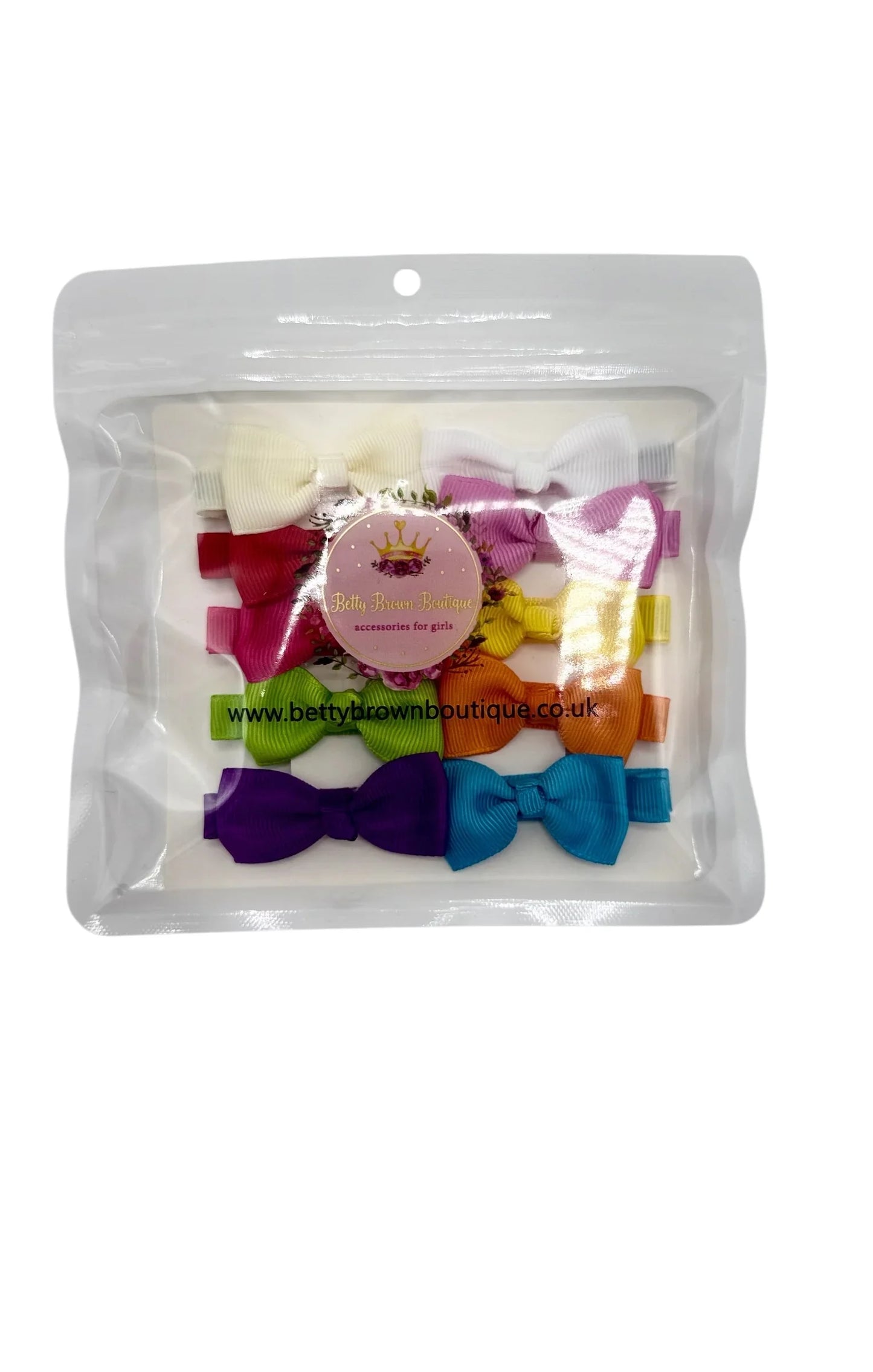 Rainbow Pack of 10 My First 2 inch Bow Clips For Baby Girls - Image 2