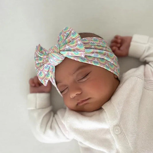 Rainbow Smaller Bow Headband For Babies From Newborn - Image 1