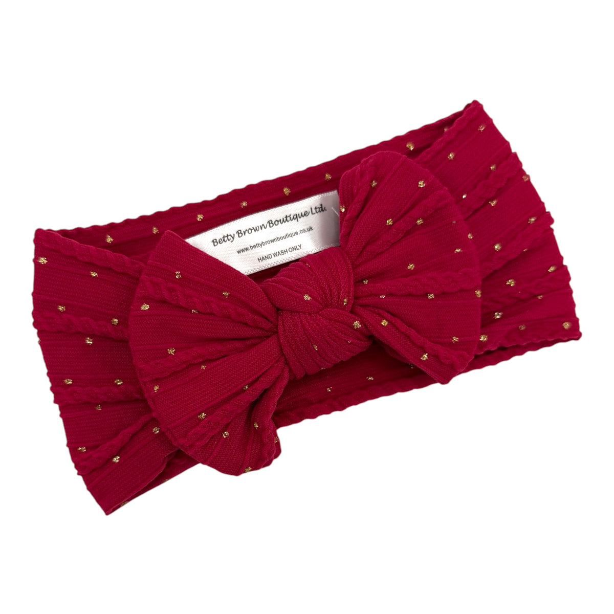 Christmas Red With Gold Spots Smaller Bow Headband For Babies - Image 1