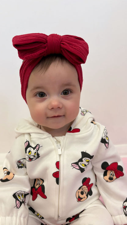 Raspberry Red Larger Bow Headband For Babies From Newborn - Image 3