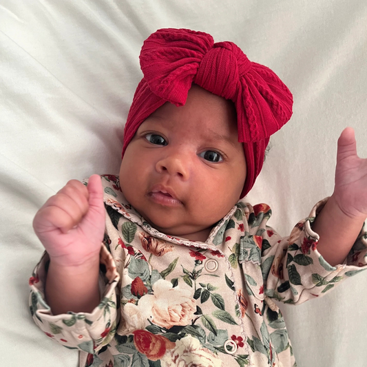 Raspberry Red Smaller Bow Headband Designed For Baby Girls - Image 1