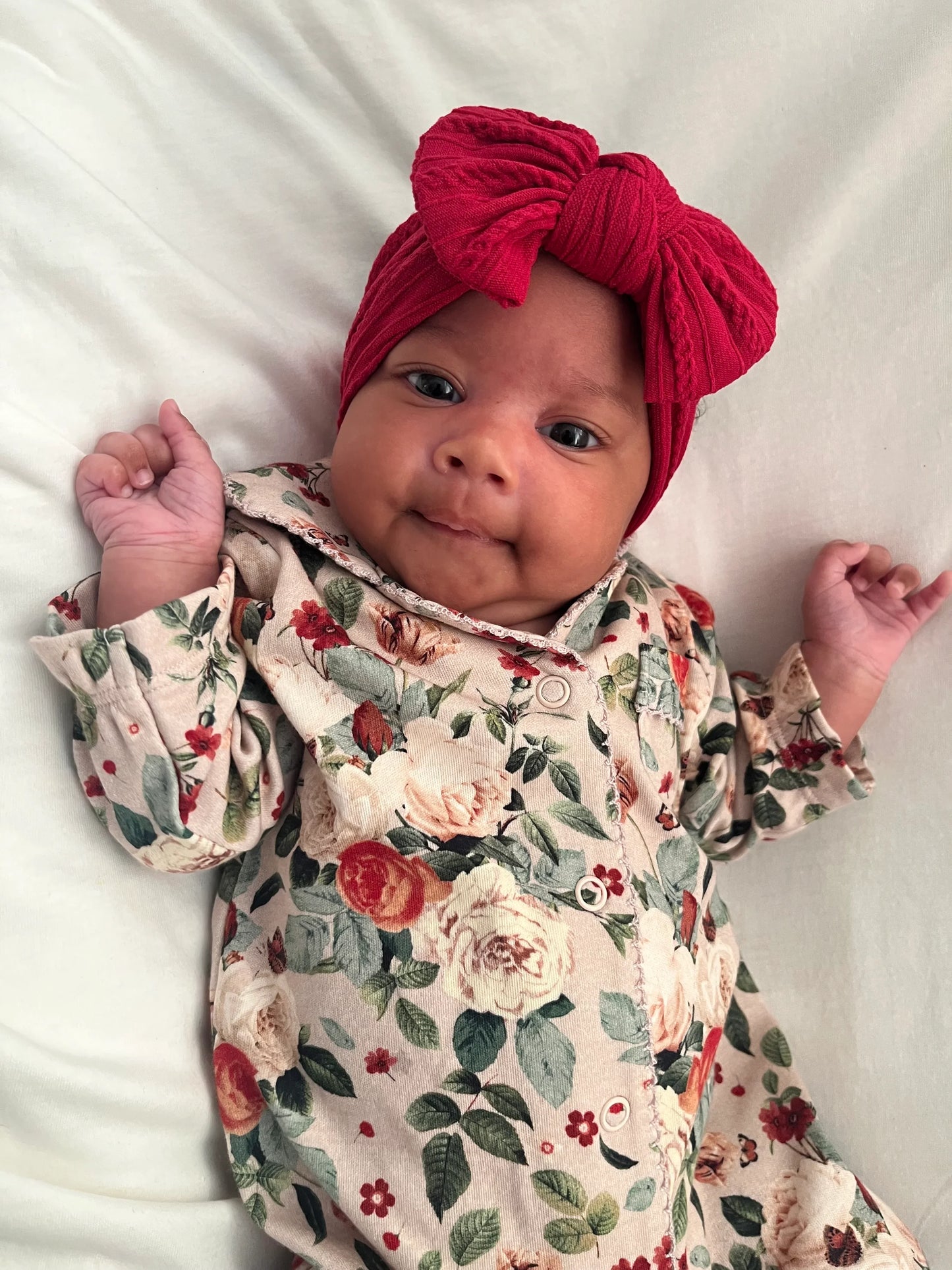 Raspberry Red Smaller Bow Headband Designed For Baby Girls - Image 3