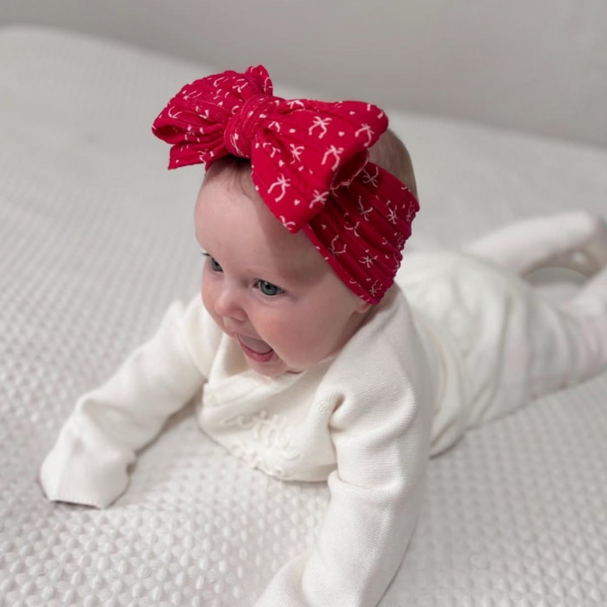 Red Bow Christmas Larger Bow Headband for Babies from Newborn - Image 1