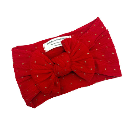 Christmas Red With Gold Spots Smaller Bow Headband For Babies - Image 2