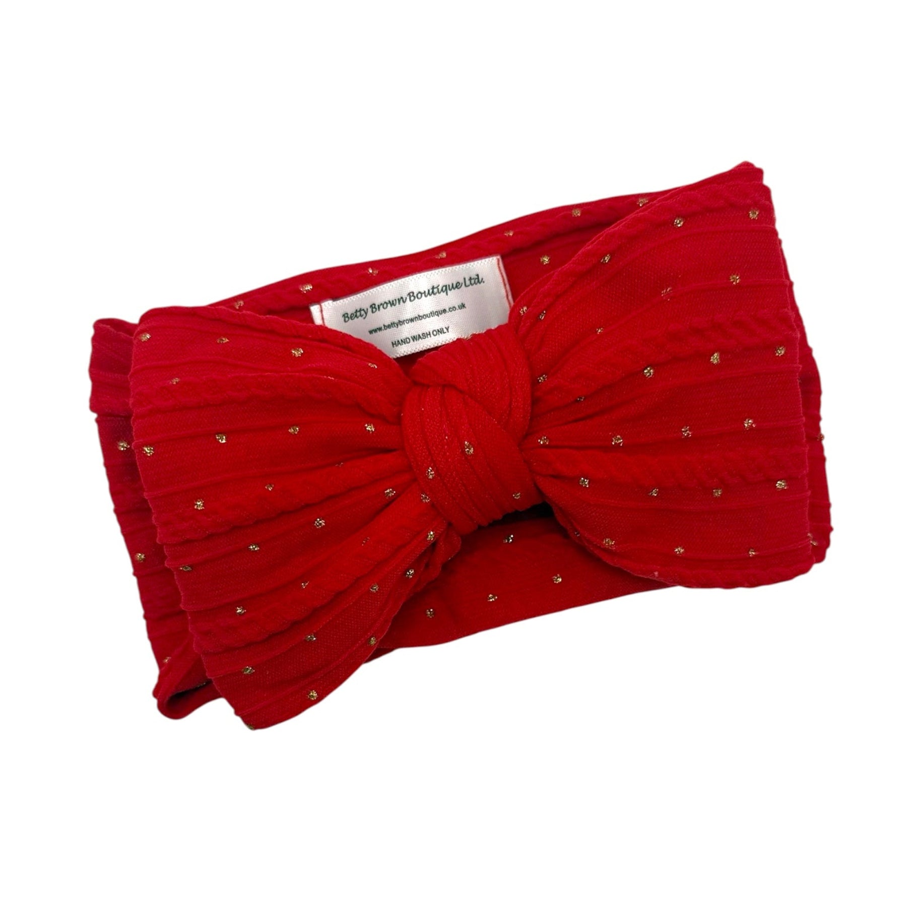 Christmas Red Gold Spot Larger Bow Headband For Baby Girls - Image 2