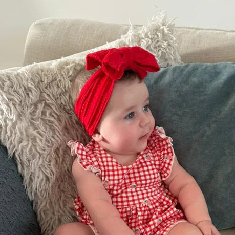 Red Larger Bow Headband Design For Babies From Newborn - Image 1