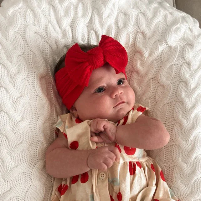 Red Smaller Bow Headband Designed For Babies From Newborn - Image 1