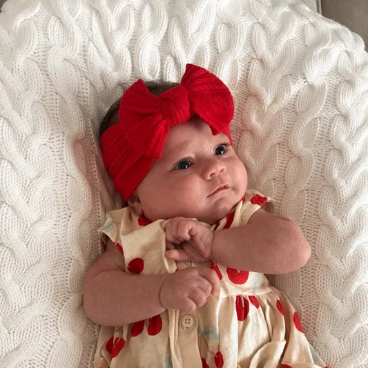 Red Smaller Bow Headband Designed For Babies From Newborn - Image 1