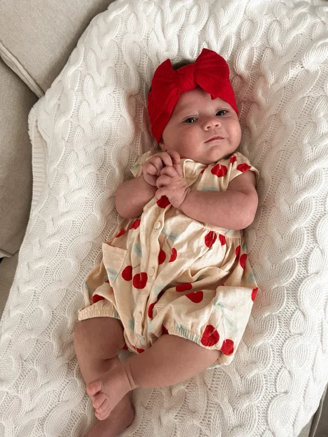 Red Smaller Bow Headband Designed For Babies From Newborn - Image 4
