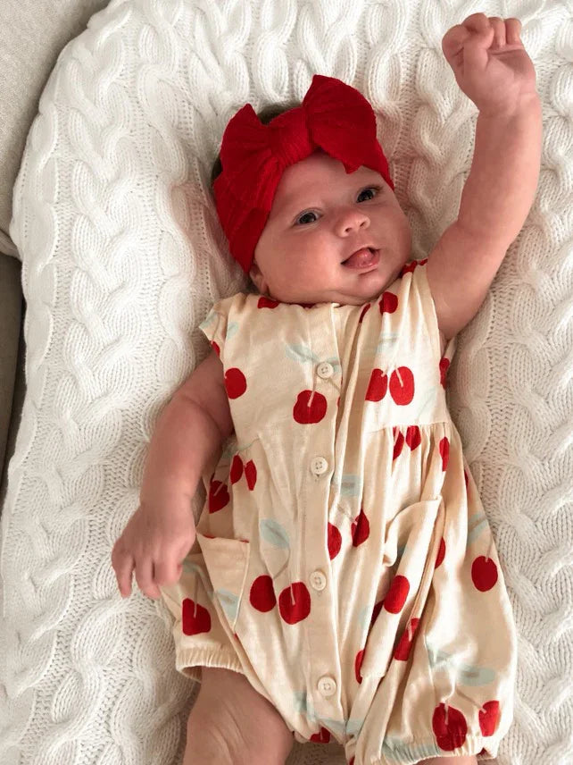 Red Smaller Bow Headband Designed For Babies From Newborn - Image 4