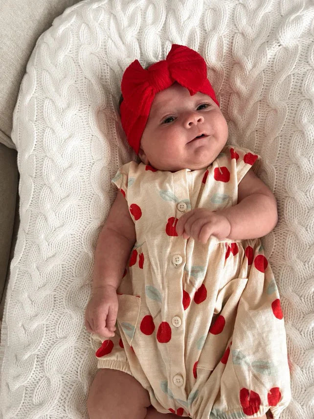 Red Smaller Bow Headband Designed For Babies From Newborn - Image 5