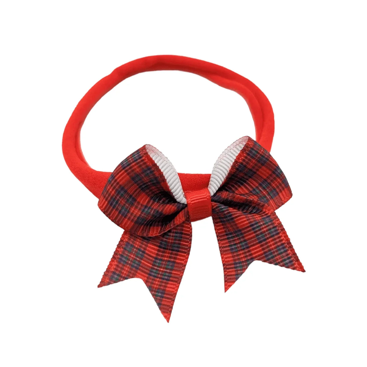 Red Tartan 2 inch Dainty Bow On Headband Designed For Babies - Image 2