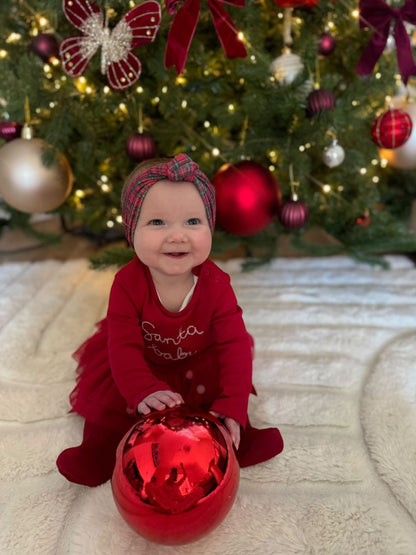 Christmas Red Tartan Knot Headband For Babies to Age 3 - Image 2