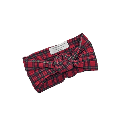 Christmas Red Tartan Knot Headband For Babies to Age 3 - Image 3