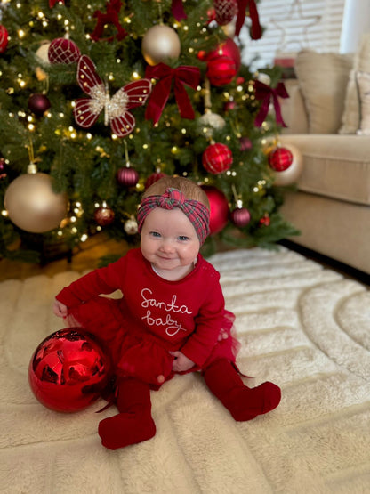 Christmas Red Tartan Knot Headband For Babies to Age 3 - Image 4