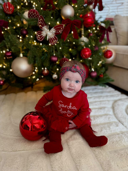 Christmas Red Tartan Knot Headband For Babies to Age 3 - Image 5