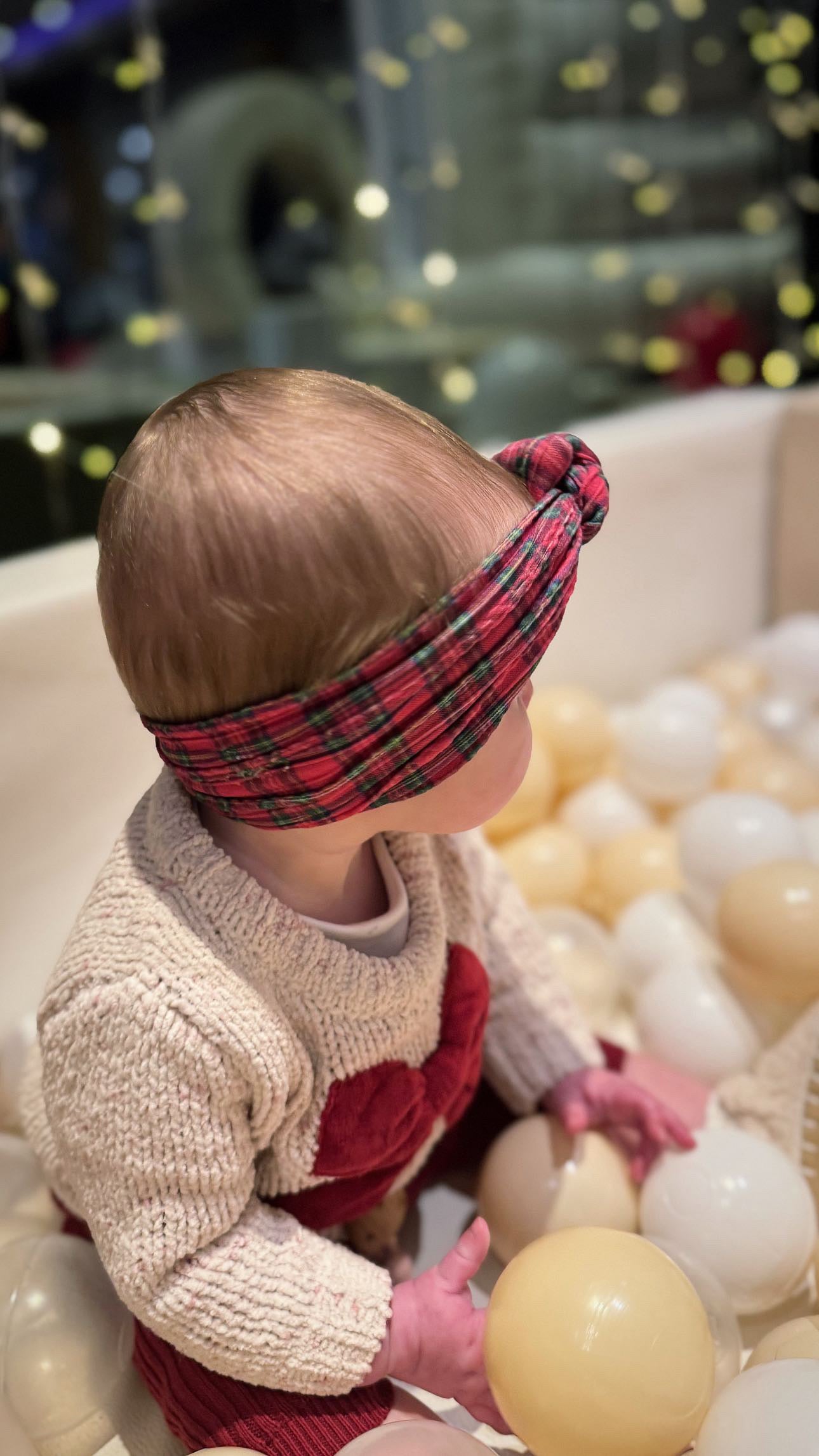 Christmas Red Tartan Knot Headband For Babies to Age 3 - Image 6