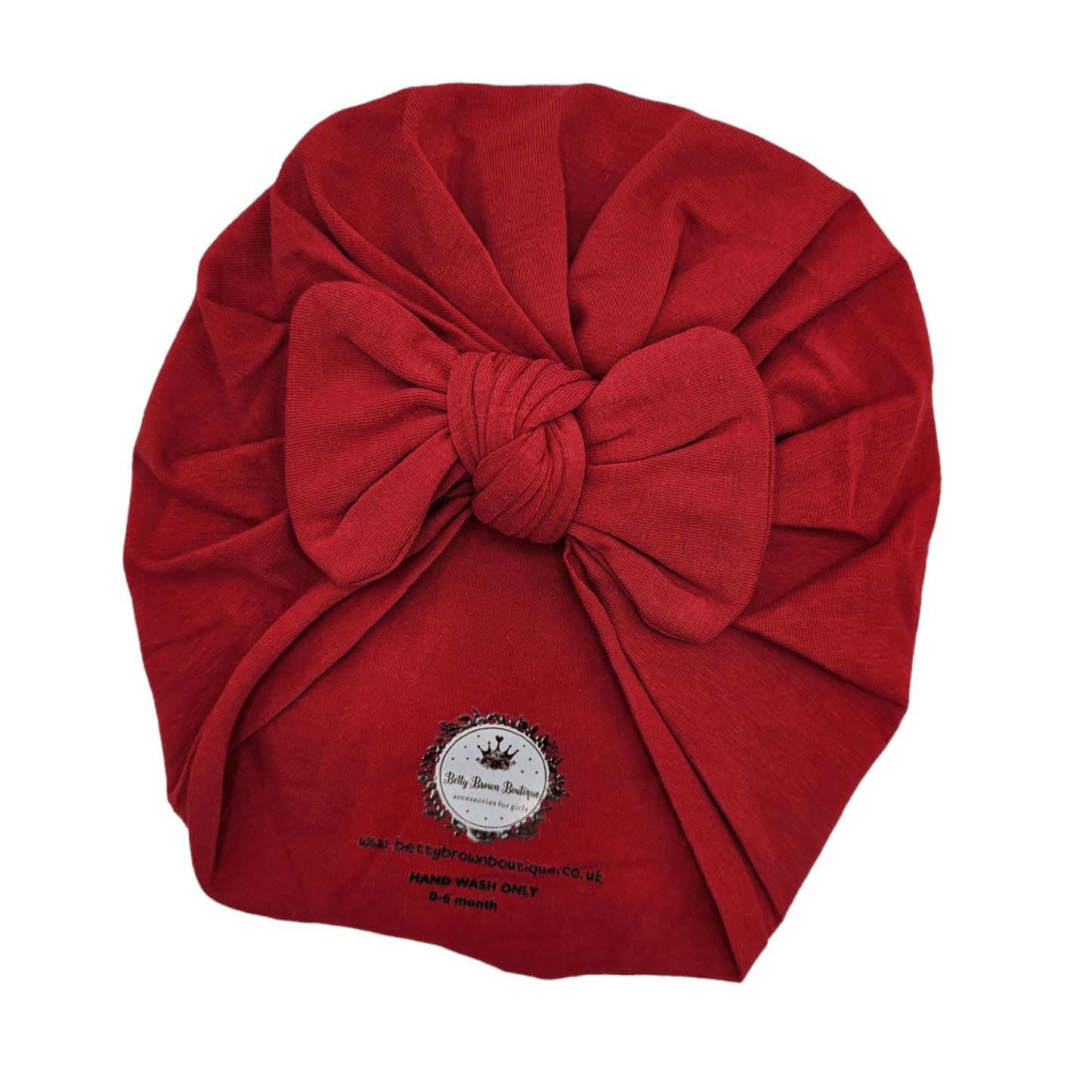 Red Turban Bow Hat With Bow for Newborns to 6 Months old - Image 1