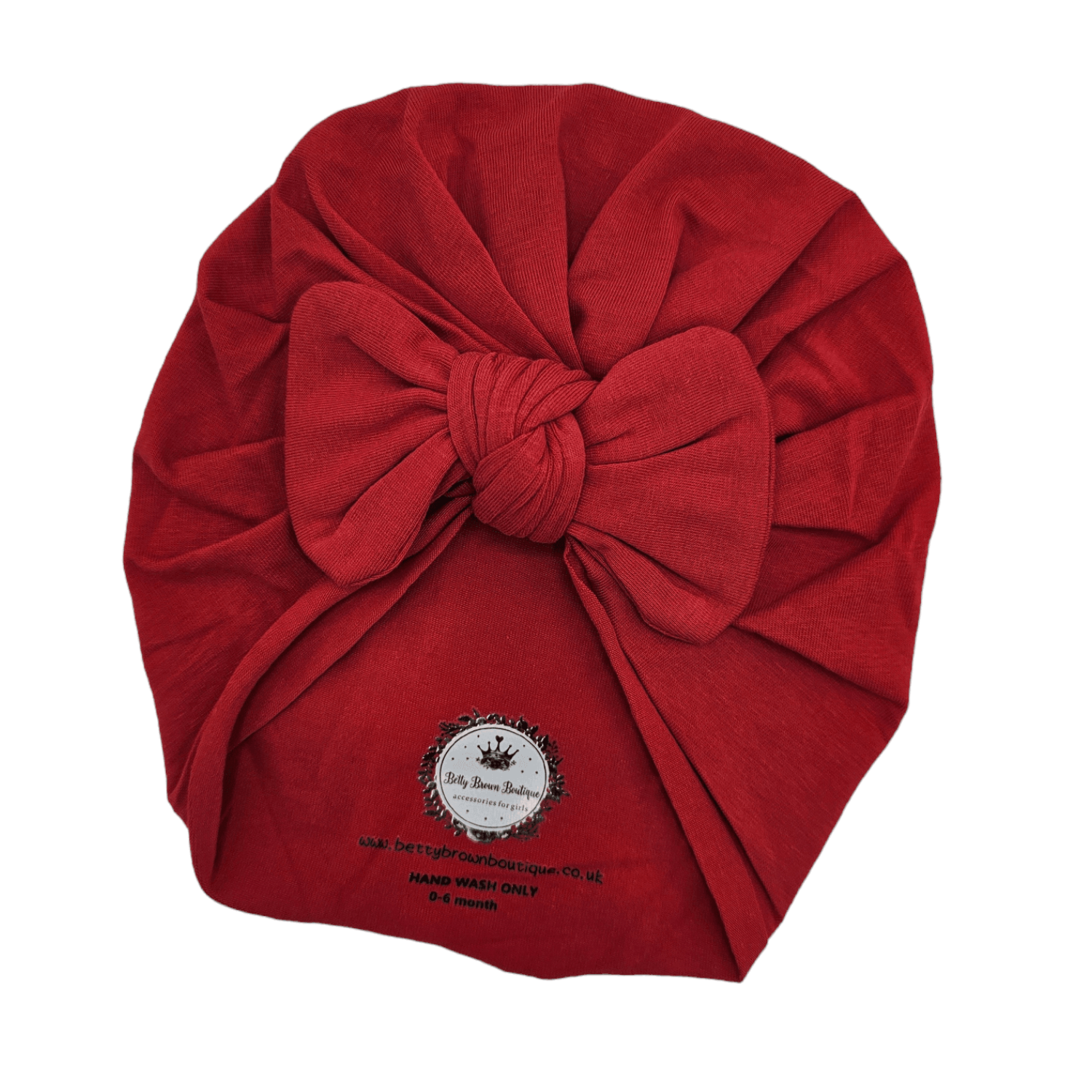Red Turban Bow Hat With Bow for Newborns to 6 Months old - Image 1