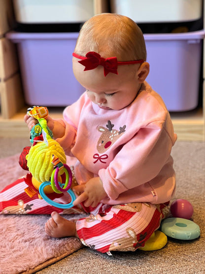 Christmas Red Velvet 2.5 Inch Bow Headband For Babies - Image 1