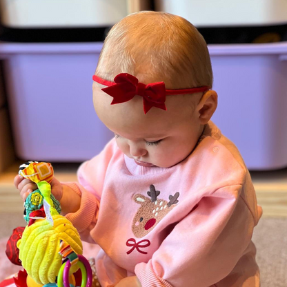 Christmas Red Velvet 2.5 Inch Bow Headband For Babies - Image 1