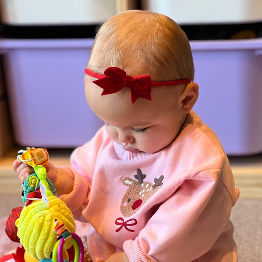 Christmas Red Velvet 2.5 Inch Bow Headband For Babies - Image 1
