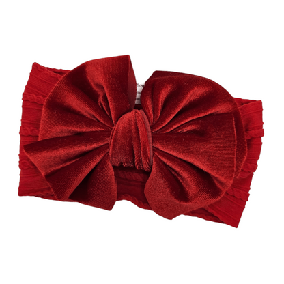 Christmas Red Velvet Larger Bow Headband For Baby Girls - Image 2
