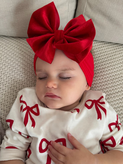 Christmas Red Velvet Larger Bow Headband For Baby Girls - Image 5