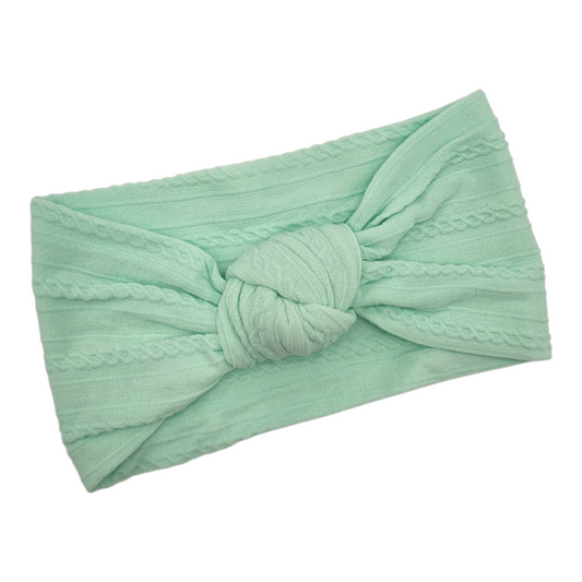 Mint Green Knot Style Cable Knit Headband