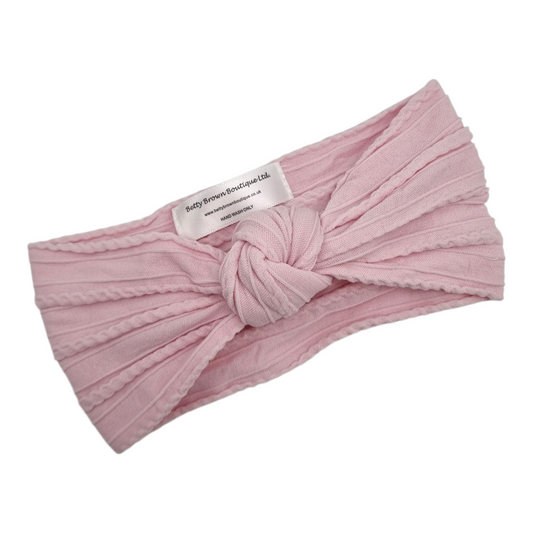 Blush Pink Knot Style Cable Knit Headband