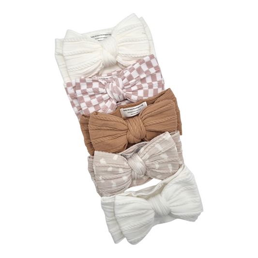 Imperfection Bundle of 5 Larger Bow Cable Knit Headbands