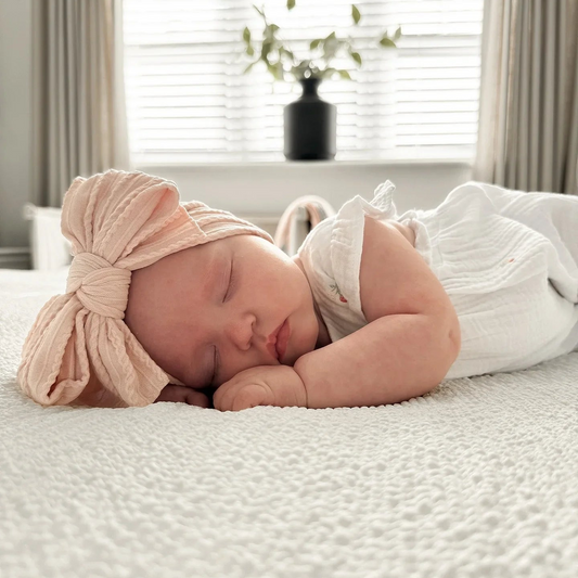 Rosewater Pink Larger Bow Headband For Newborns to Age 3 - Image 1