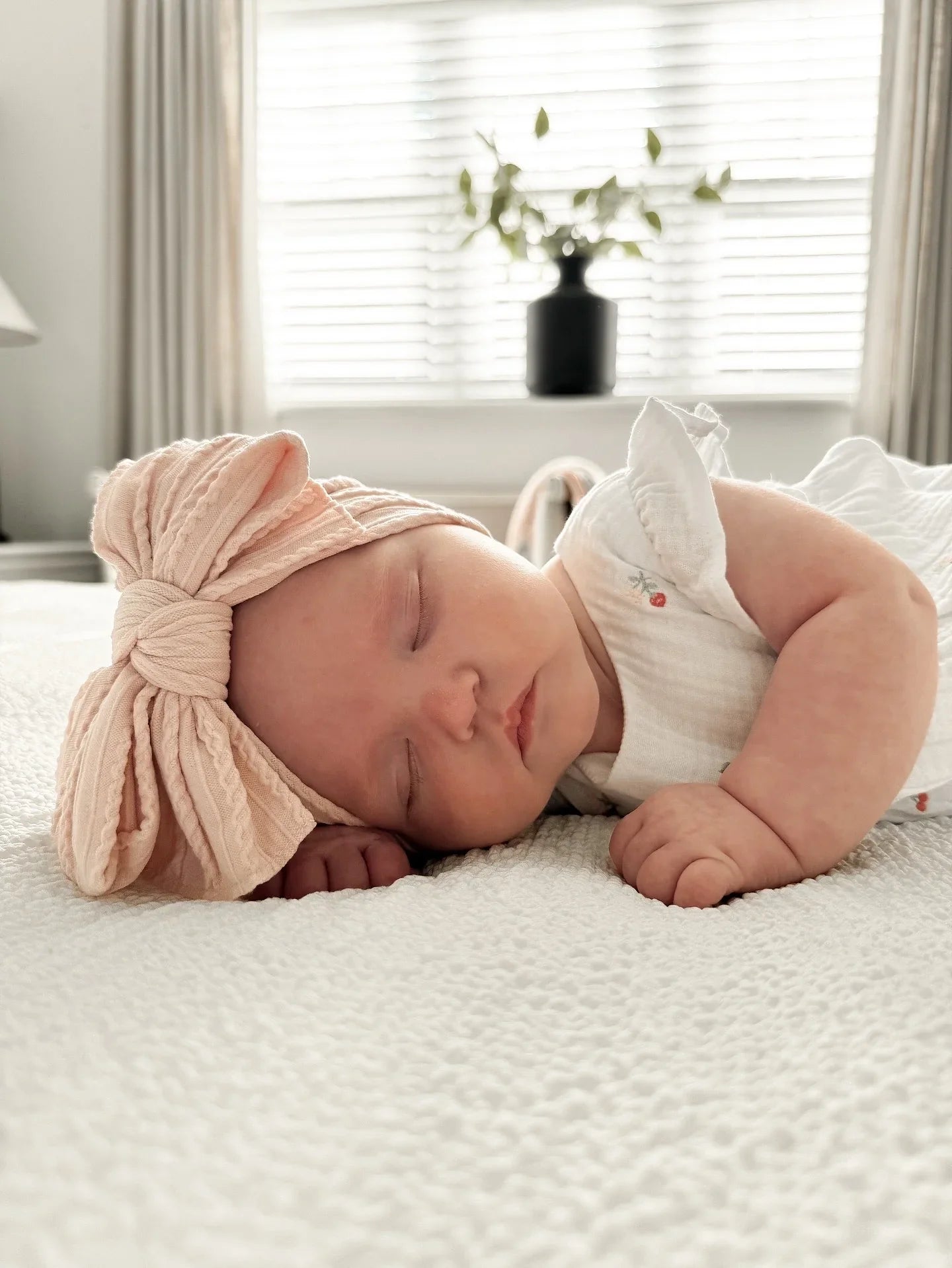 Rosewater Pink Larger Bow Headband For Newborns to Age 3 - Image 2