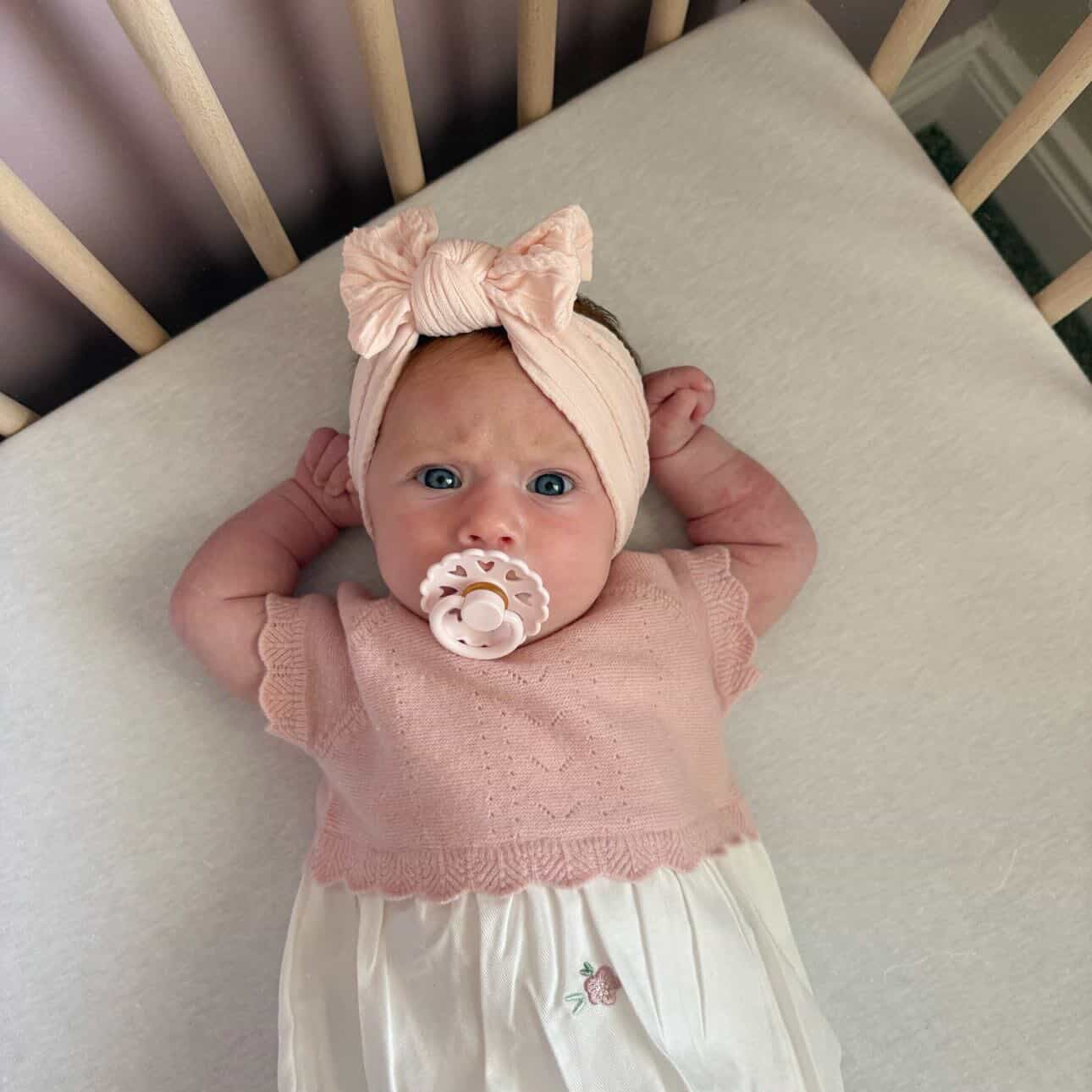 Rosewater Pink Smaller Bow Headband For Babies - Image 1