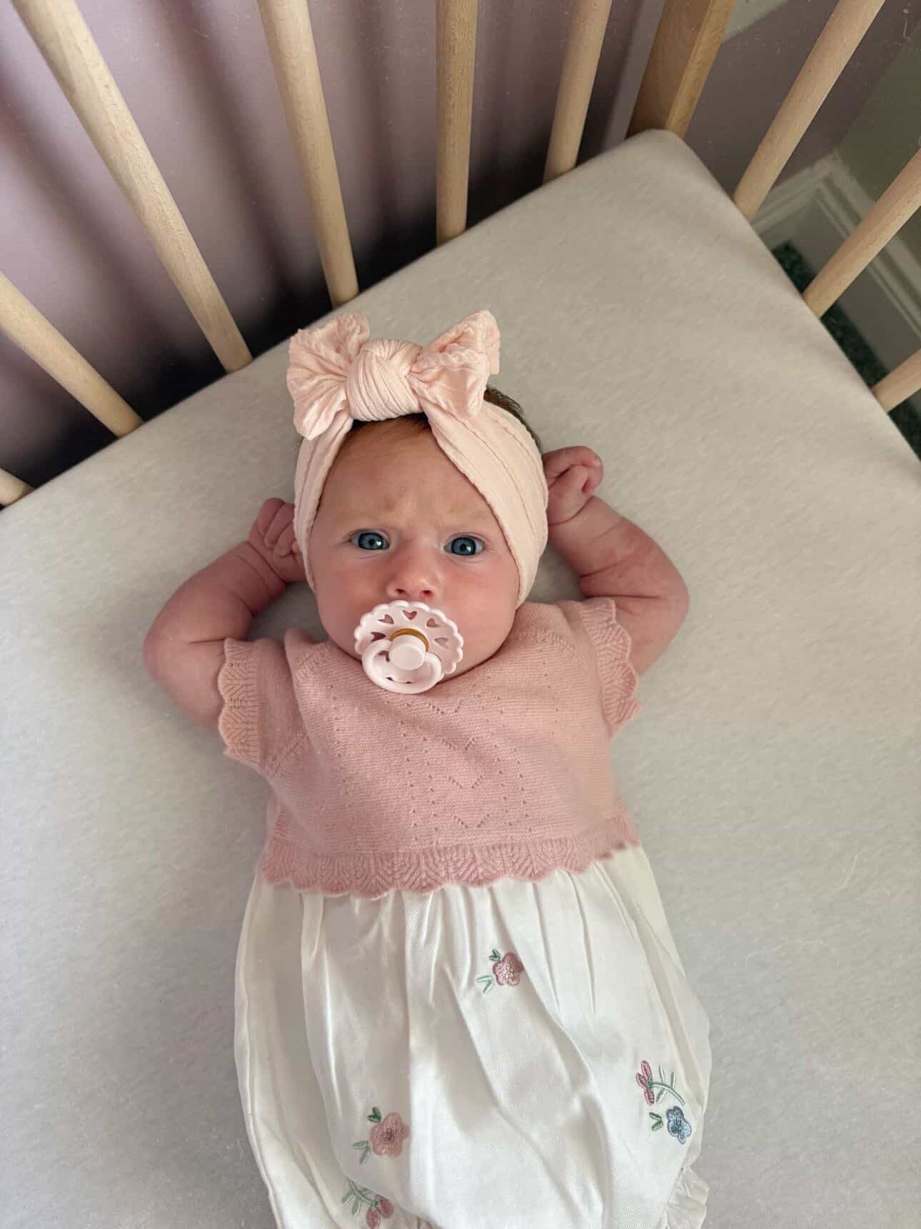 Rosewater Pink Smaller Bow Headband For Babies - Image 3