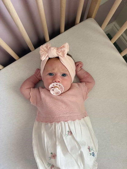 Rosewater Pink Smaller Bow Headband For Babies - Image 3